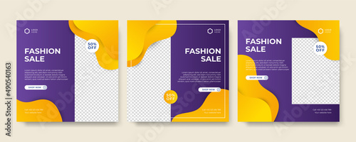 Modern universal social media post template. Web banner, flyer or poster for ads offer sale promotion marketing. Design for travel, business, food menu, fashion, creative digital agency.