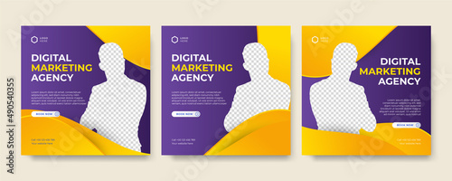 Modern universal social media post template. Web banner, flyer or poster for ads offer sale promotion marketing. Design for travel, business, food menu, fashion, creative digital agency.