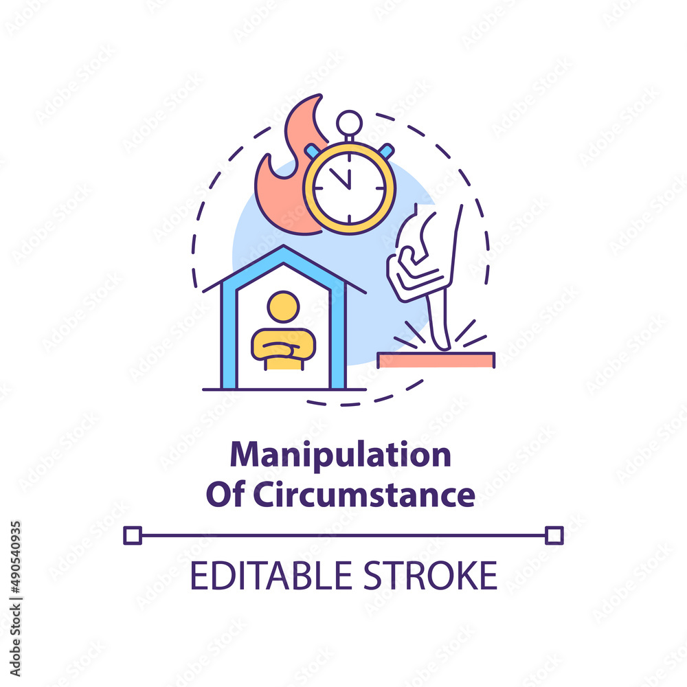Manipulation of circumstance concept icon. Psychological manipulation sign abstract idea thin line illustration. Isolated outline drawing. Editable stroke. Arial, Myriad Pro-Bold fonts used