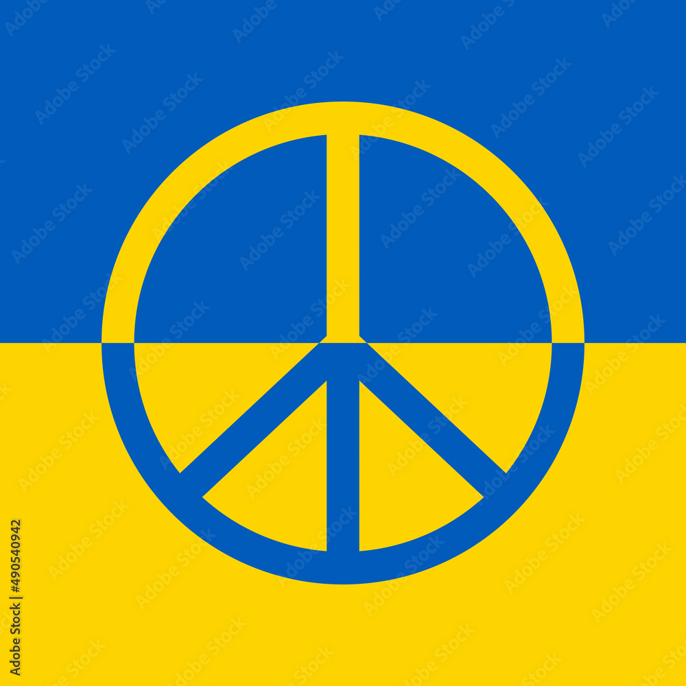 Illustration of the Ukrainian flag - peace signs Illustration of the Ukrainian flag - peace signs