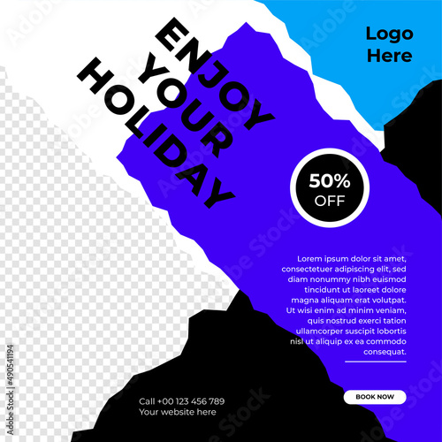 Set of travel sale social media post template. Web banner, flyer or poster for travelling agency business offer promotion. Holiday and tour advertisement banner design.
