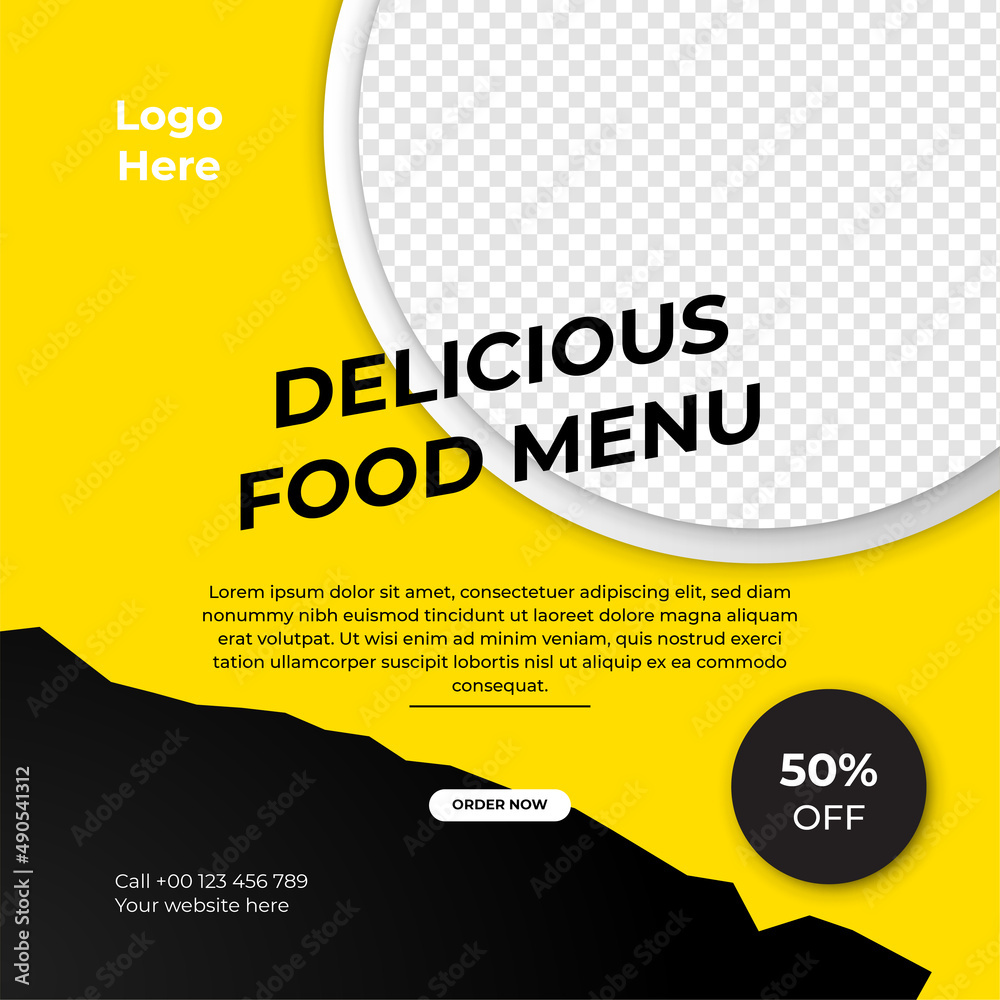 Super delicious fast food social media post template. Healthy tasty food banner, flyer or poster design for online business marketing promotion. Restaurant offer menu design with brand logo. Super delicious fast food social media post template. Healthy tasty food banner, flyer or poster design for online business marketing promotion. Restaurant offer menu design with brand logo.