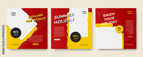 Modern universal social media post template. Web banner, flyer or poster for ads offer sale promotion marketing. Design for travel, business, food menu, fashion, creative digital agency.