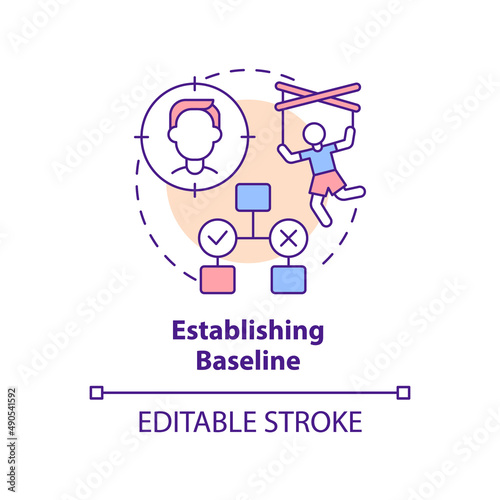 Establishing baseline concept icon. Emotional manipulation abstract idea thin line illustration. Abusive relationship. Isolated outline drawing. Editable stroke. Arial, Myriad Pro-Bold fonts used