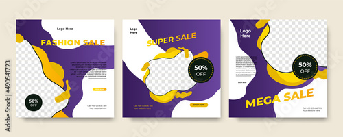 Modern universal social media post template. Web banner, flyer or poster for ads offer sale promotion marketing. Design for travel, business, food menu, fashion, creative digital agency.