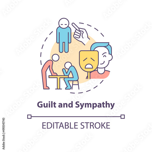 Guilt and sympathy concept icon. Sign of emotional manipulation abstract idea thin line illustration. Dramatic statements. Isolated outline drawing. Editable stroke. Arial, Myriad Pro-Bold fonts used