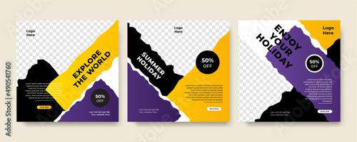 Modern universal social media post template. Web banner, flyer or poster for ads offer sale promotion marketing. Design for travel, business, food menu, fashion, creative digital agency.