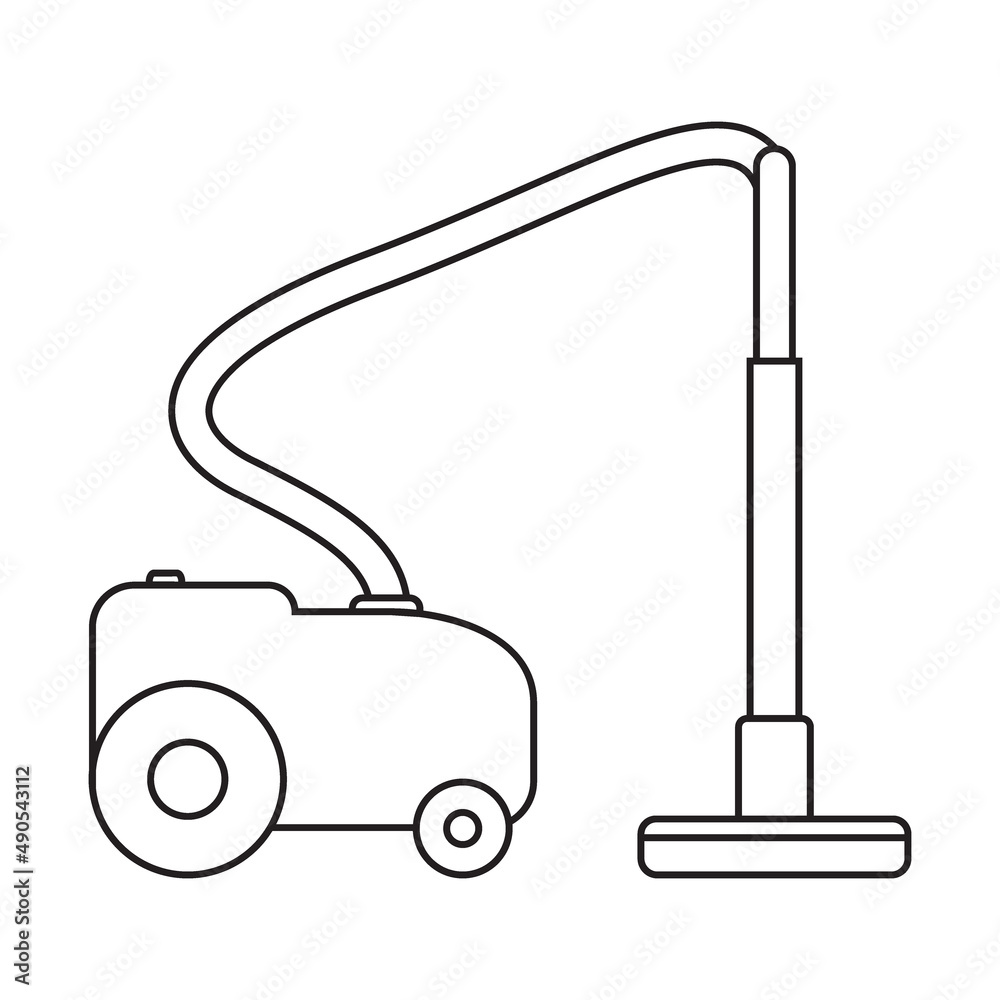 Electric vacuum cleaner with hose. Black and white icon. Illustration Electric vacuum cleaner with hose. Black and white icon. Illustration