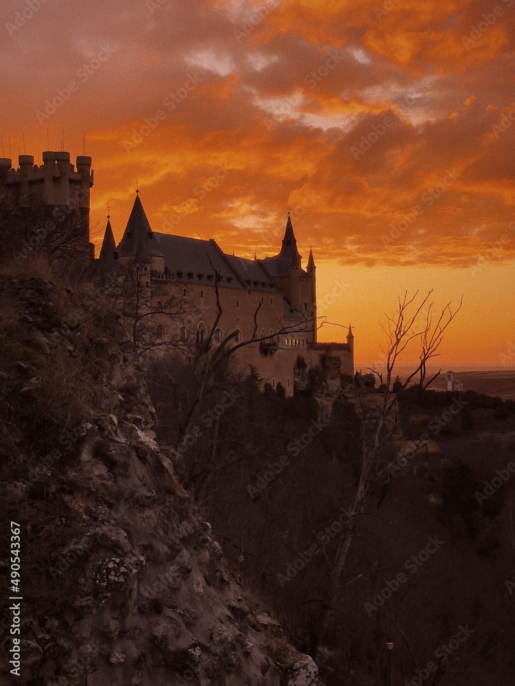 Fototapeta premium The Alcázar of Segovia, a medieval castle located in the city of Segovia, Castile and León, Spain. 