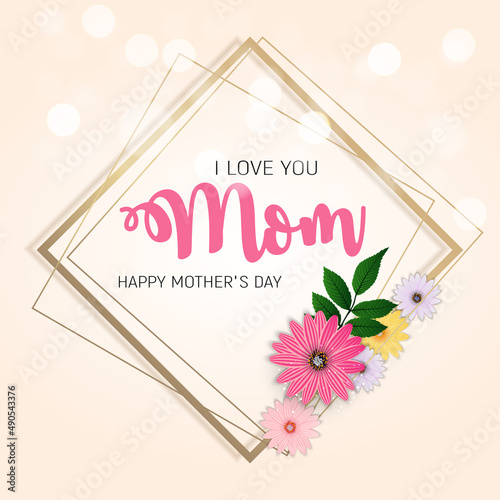 Thanks for everything, Mom. Happy Mother's Day Cute Background with Flowers. ...