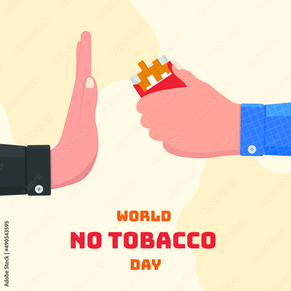 World No Tobacco Day & Hand Rejecting a Cigarette Vector World No Tobacco Day & Hand Rejecting a Cigarette Vector