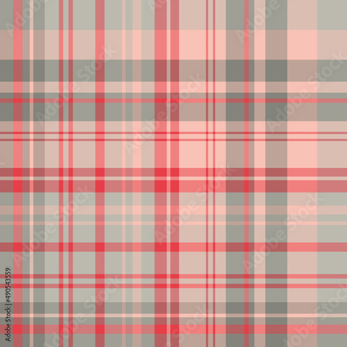 Seamless pattern in gray, red and pink colors for plaid, fabric, textile, clothes, tablecloth and other things. Vector image.