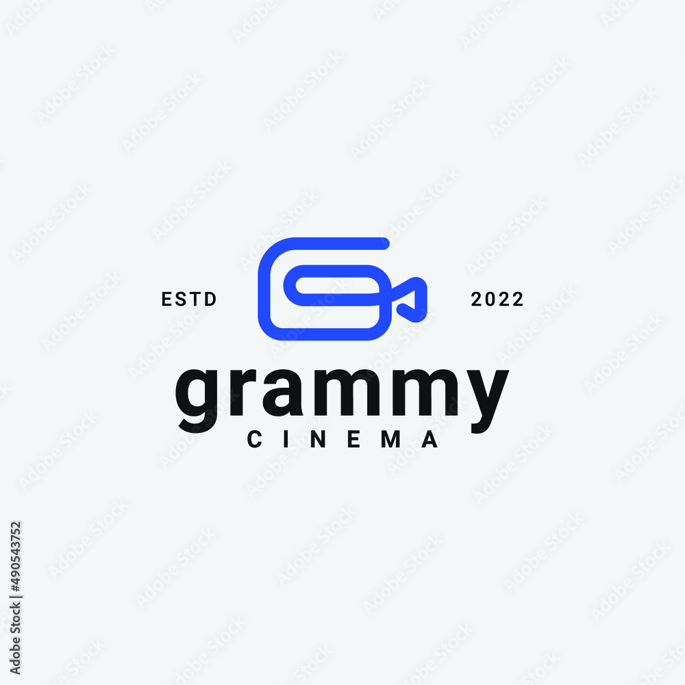 outline Grammy Cinema Logo Vector design concept illustration with modern, simple and unique styles. simple mark cinema logo vector design template isolated on white background. outline Grammy Cinema Logo Vector design concept illustration with modern, simple and unique styles. simple mark cinema logo vector design template isolated on white background.