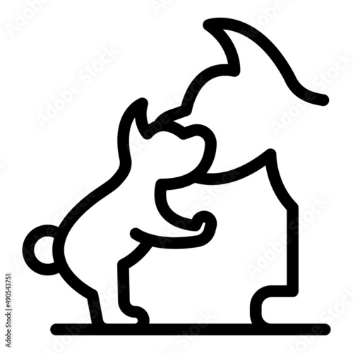 Dog walk family icon outline vector. Pet puppy. Animal canine