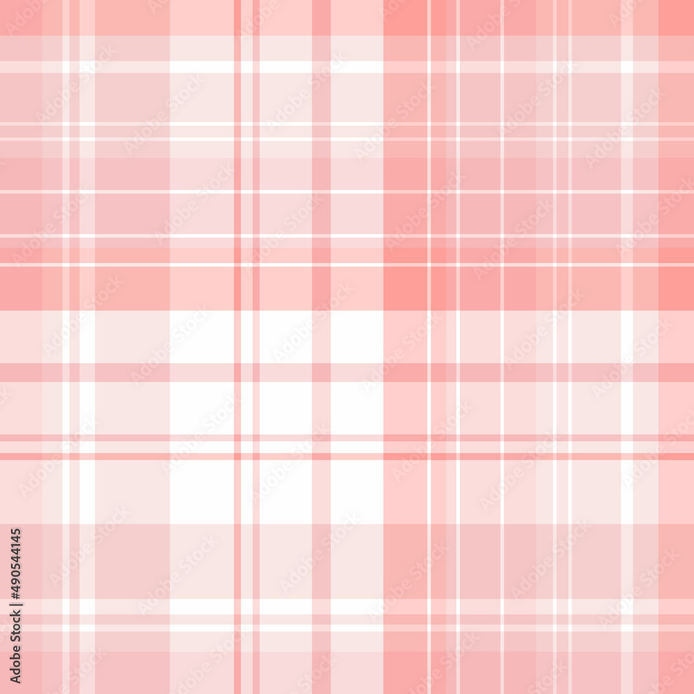 Fototapeta premium Seamless pattern in warm pink and white colors for plaid, fabric, textile, clothes, tablecloth and other things. Vector image.