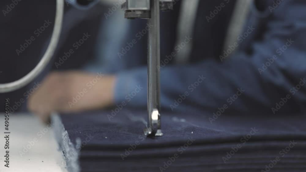 cutting denim in a textile manufacture