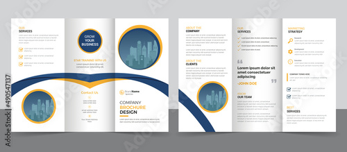 Trifold brochure template design, brochure template layout design, minimal business brochure design, annual report minimal company profile design, editable brochure template layout. photo