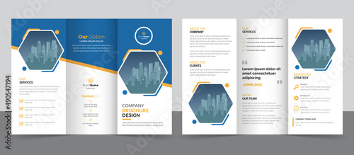 Trifold brochure template design, brochure template layout design, minimal business brochure design, annual report minimal company profile design, editable brochure template layout.