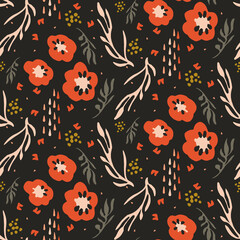 Fotobehang Boho stijl patronen Donker boho bloemenpatroon vintage stijl  © Limolida Studio