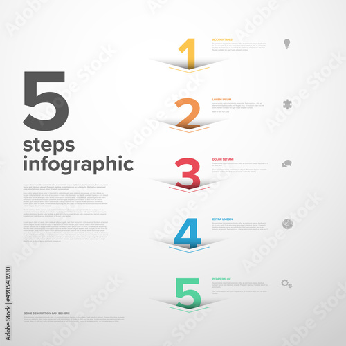 Vector progress five vertical steps template