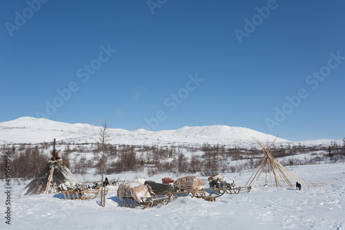 Nenets  choom on a winter day photo