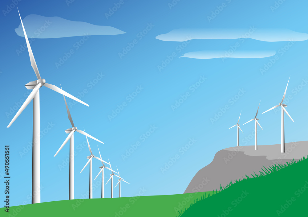 Simply Eolic energy concept art with wind turbines Simply Eolic energy concept art with wind turbines
