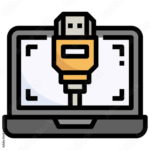 HDMI CABLE filled outline icon,linear,outline,graphic,illustration