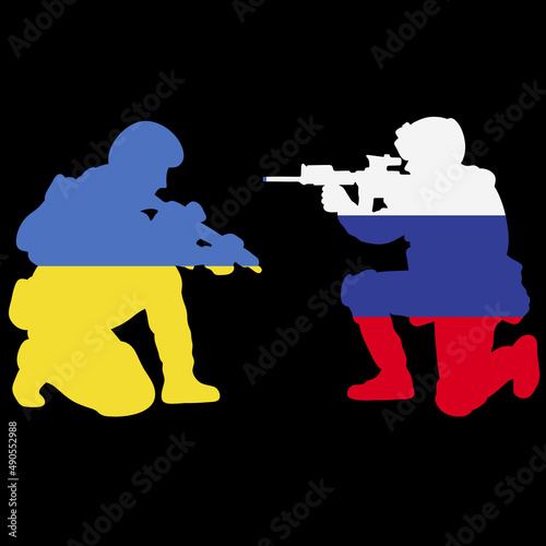 Russia's war against Ukraine. Two soldiers confront each other