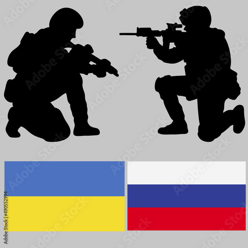 Russia's war against Ukraine. Two soldiers confront each other