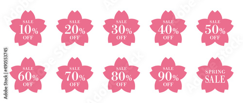 スプリングセール　割引　値引き　ラベル　桜　春