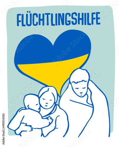 Flüchtlingshilfe - Grafik für Aufnahme und Unterstützung der Flüchtlinge aus Ukraine
