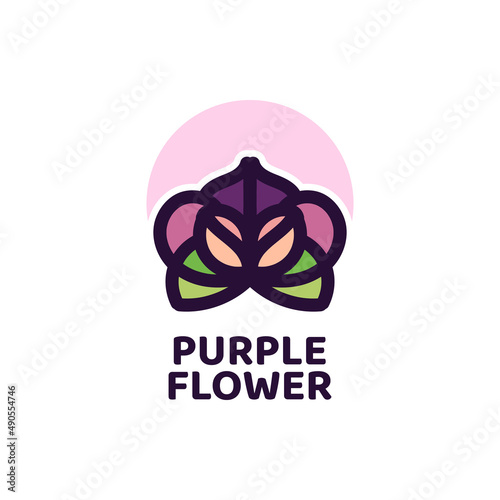 violet purple flora flower nature logo concept design illustration