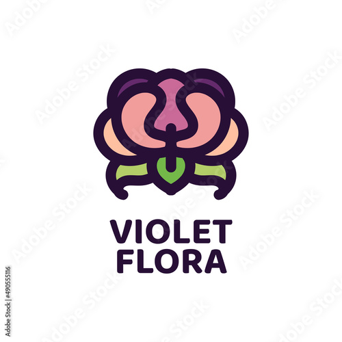 violet purple flora flower nature logo concept design illustration