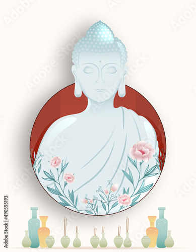 Happy Vesak Day Creative Concept for Card or Banner