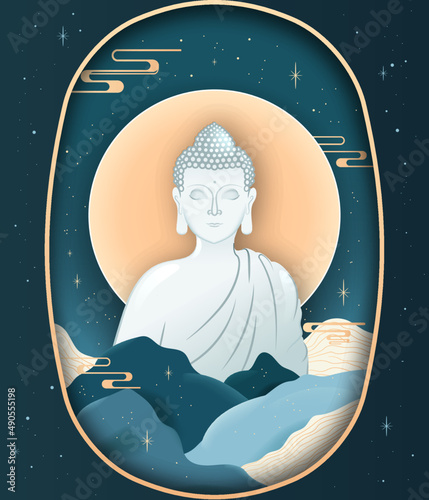 Happy Vesak Day Creative Concept for Card or Banner