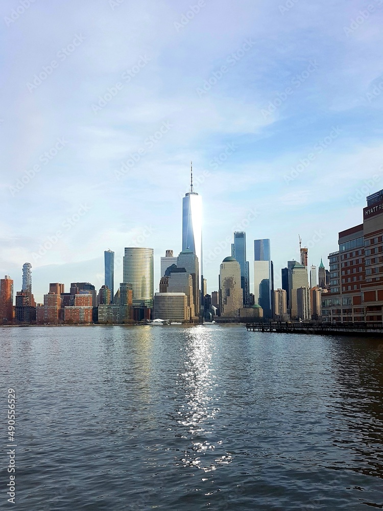 New York City, downtown city, view, sky, nyc, building, port