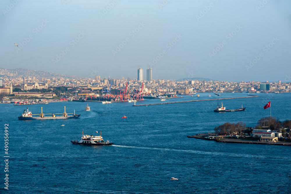 View of the Bosphorus Strait in Istanbul