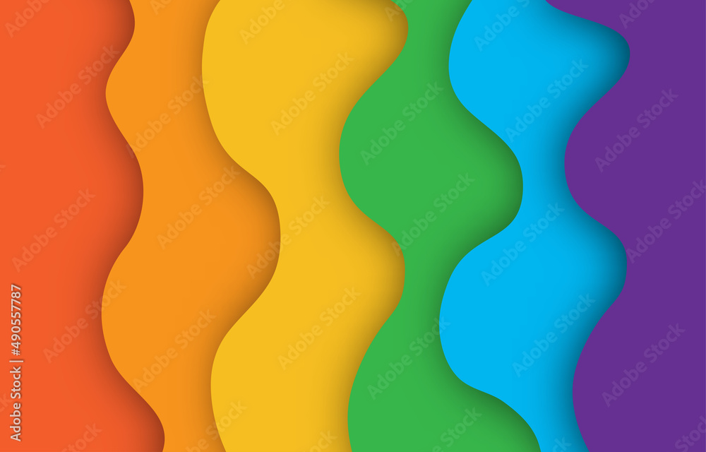 pride colorful wave Papercut Background for presentation
