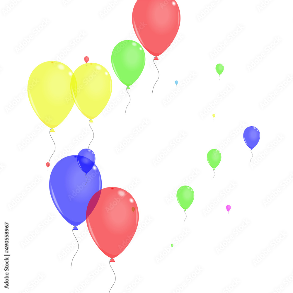 Red Balloon Background White Vector. Baloon Glitter Border. Green Light. Blue Flying. Balloon Jubilee Frame.