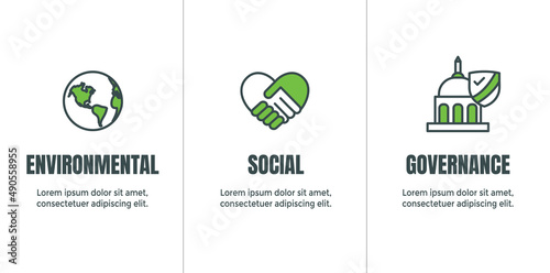 Environment or Environmental and Social Government and Governance Icon Set for ESG
