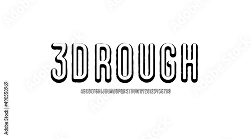3D rough font, grunge stone texture alphabet, vector illustration 10EPS