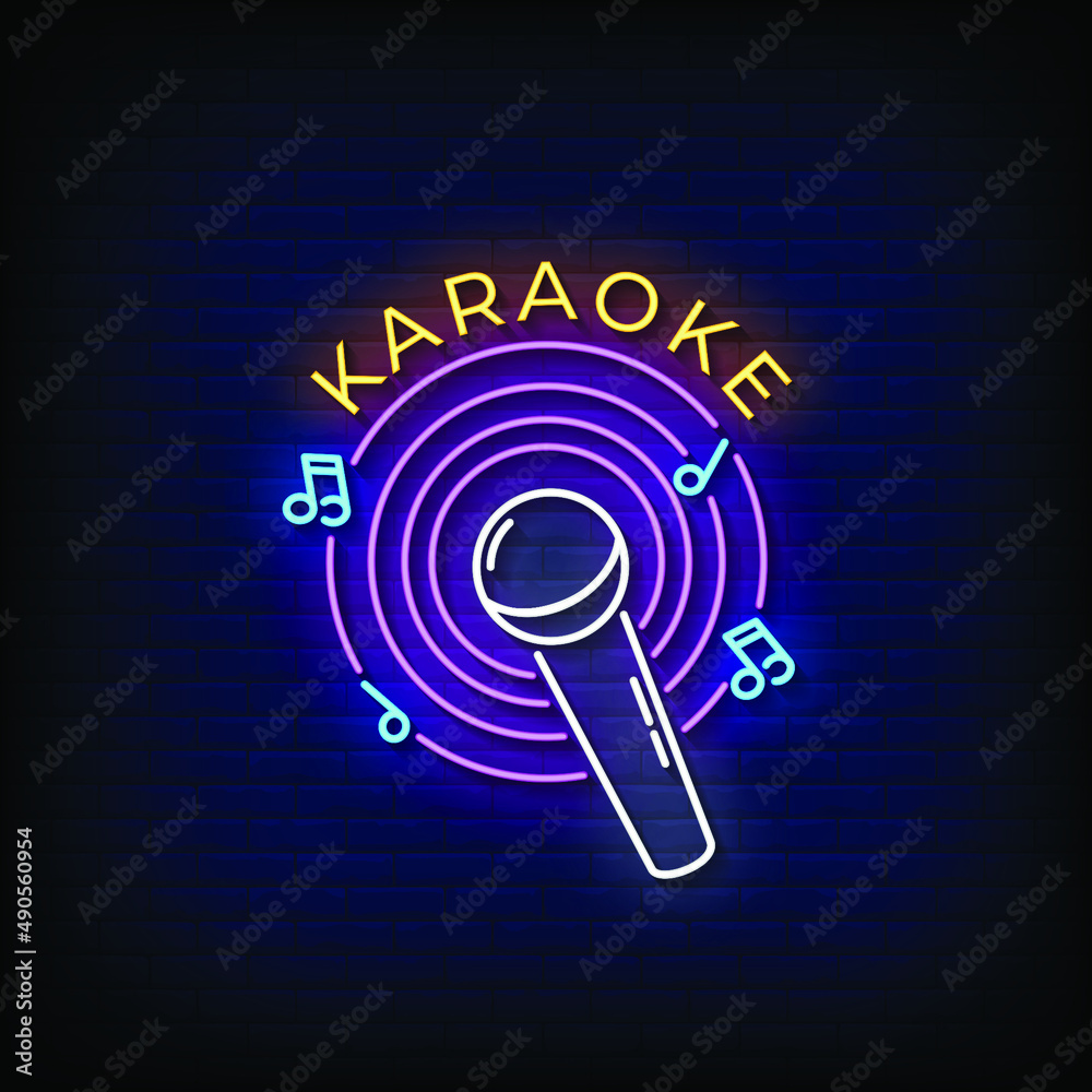 Karaoke Neon Signs Style Text Vector Karaoke Neon Signs Style Text Vector