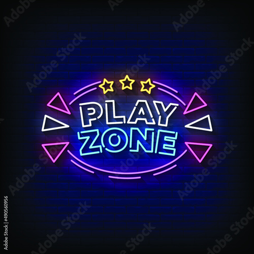 Play Zone Neon Signs Style Text Vector