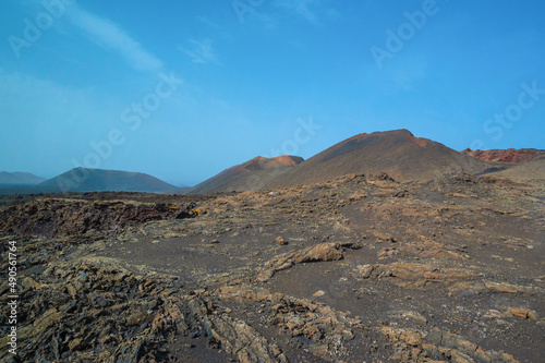 Volcanic landscape of Timanfaya National Park on island Lanzarote