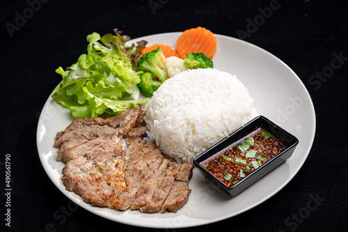 main dish food with grilled...