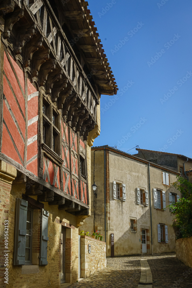 Details of houses in the historic center of Auvillar. France