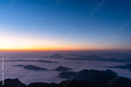 sea of mist morning View from Phu Chi Dao, Tambon Po, Amphoe Wiang Kaen, Chiang Rai, Thailand