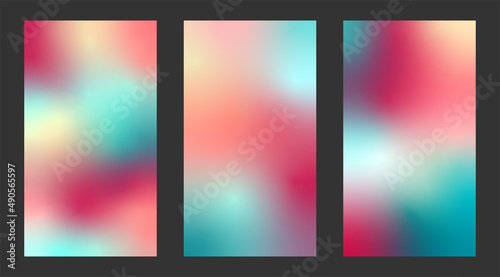 Blurred vector backgrounds set with abstract gradient for instagram, apps, web, posters, banners, flyers.