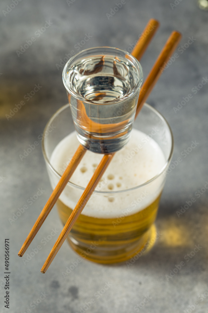 Boozy Refreshing Japanese Sake Bomb Cocktail Stock Photo | Adobe Stock