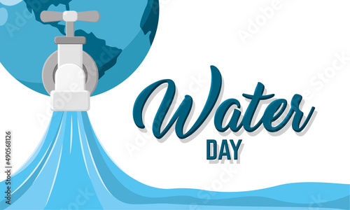 Water day template Earth globe water tap Vector illustration